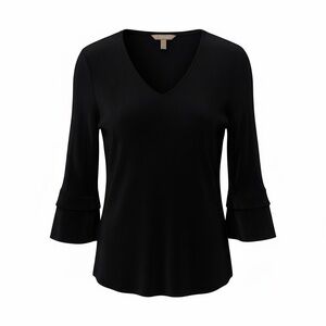 Chicos NWT black ruffle sleeve top, medium, size 1